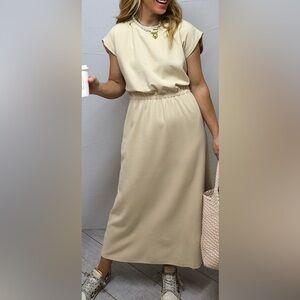 Cream A-Line Midi Skirt for Resort Wear